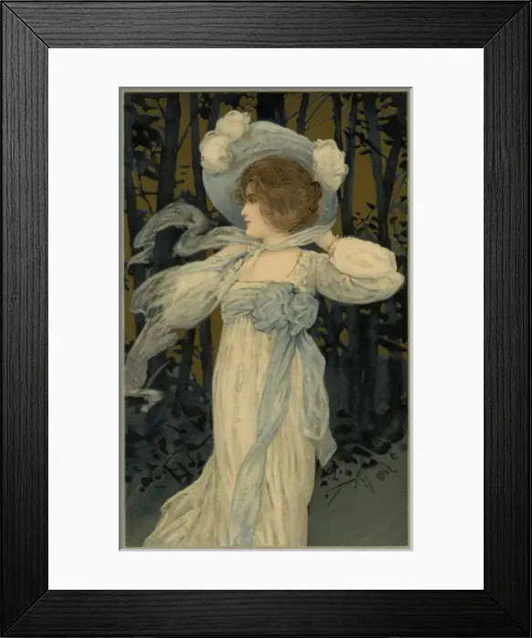 Framed Print : Edwardian lady in a woodland setting Framed Print : Edwardian lady in a woodland setting