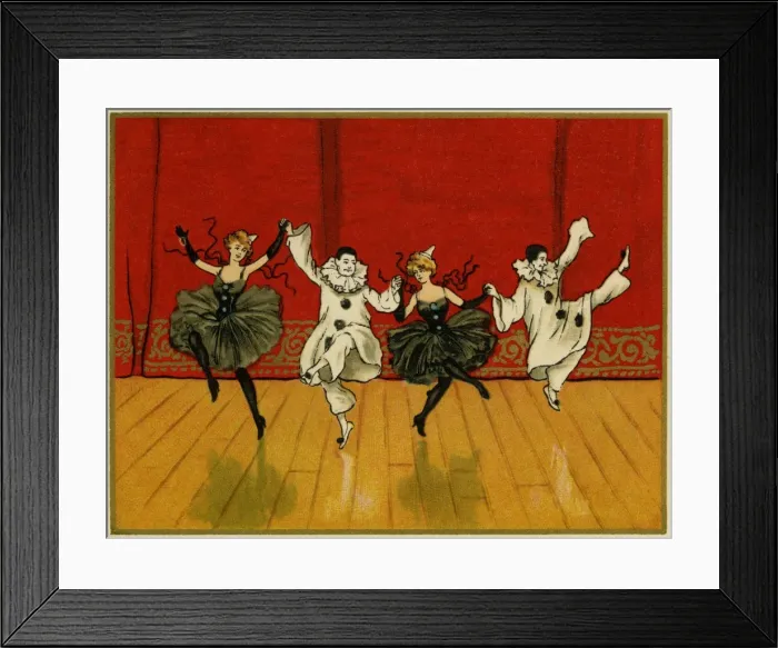 Framed Print : Pierrots and pierrettes dancing Framed Print : Pierrots and pierrettes dancing