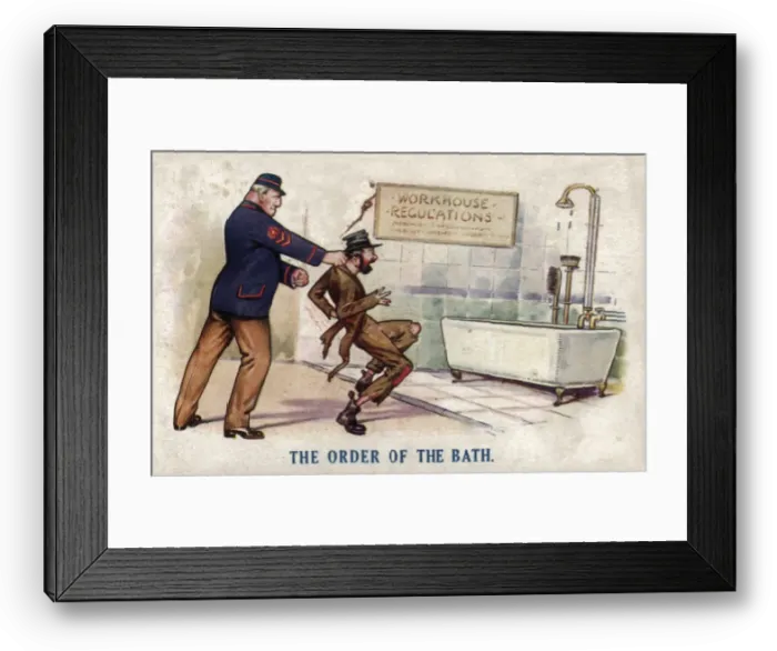 Framed Print : Humorous postcard - Workhouse Tramp gets the Order of the B Framed Print : Humorous postcard - Workhouse Tramp gets the Order of the B