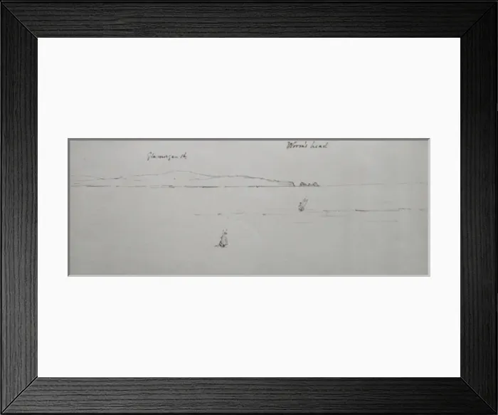 Framed Print : Sketch of Tenby, Wales, including Worms Head Framed Print : Sketch of Tenby, Wales, including Worms Head