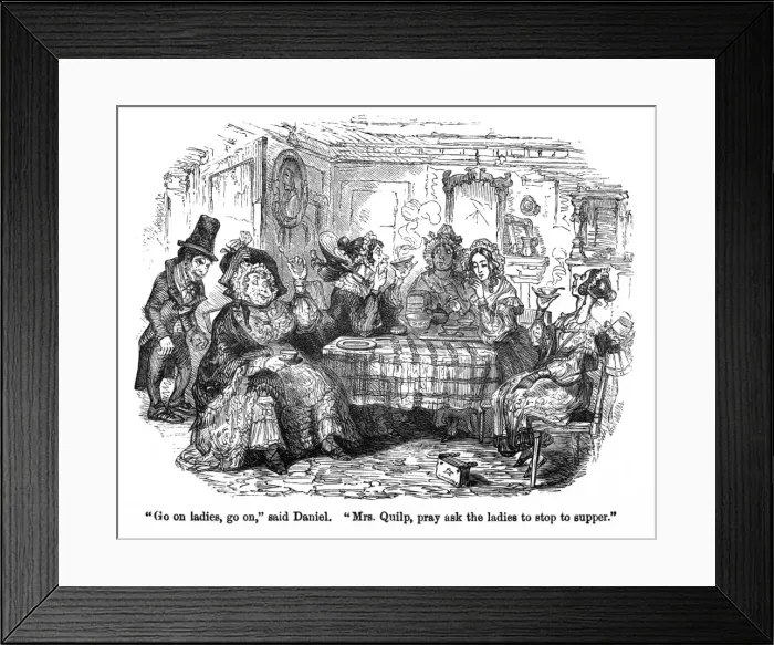 Framed Print : The Old Curiosity Shop, Quilp and the ladies Framed Print : The Old Curiosity Shop, Quilp and the ladies