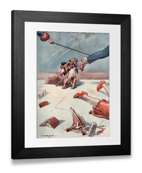Framed Print : Passers by tripping over a dog lead Framed Print : Passers by tripping over a dog lead