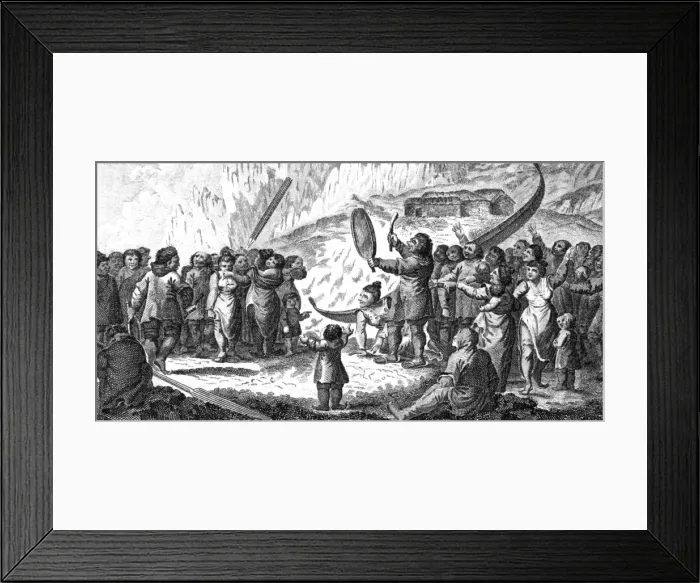 Framed Print : Greenlanders singing combat, c. 1800 Framed Print : Greenlanders singing combat, c. 1800