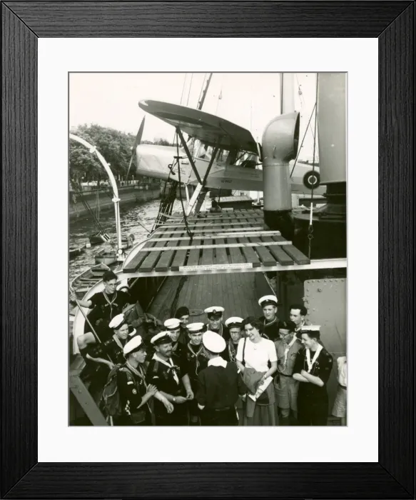 Framed Print : RSS Discovery Exhibition with sea plane on deck Framed Print : RSS Discovery Exhibition with sea plane on deck