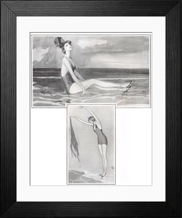 Framed Print : Art deco sketch of a bathing beauty by Jean Gabriel Domargue Framed Print : Art deco sketch of a bathing beauty by Jean Gabriel Domargue