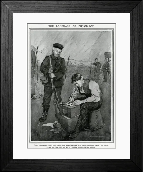 Framed Print : A British prisoner-of-war writing home about his conditions Framed Print : A British prisoner-of-war writing home about his conditions