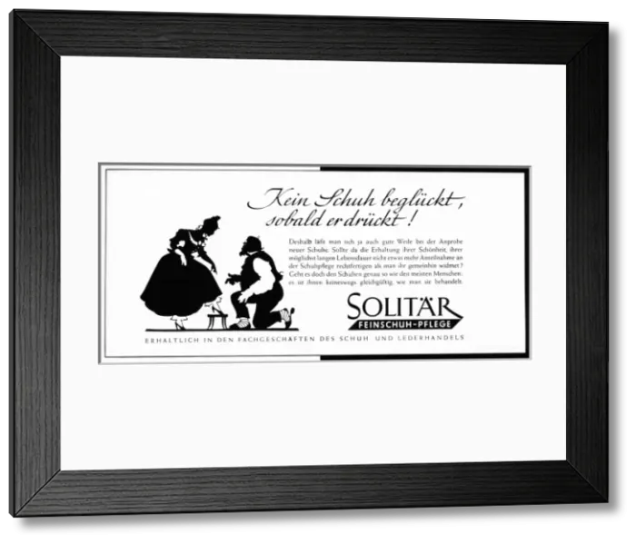 Framed Print : Advertisement for Solitar Fine Shoe Care Framed Print : Advertisement for Solitar Fine Shoe Care