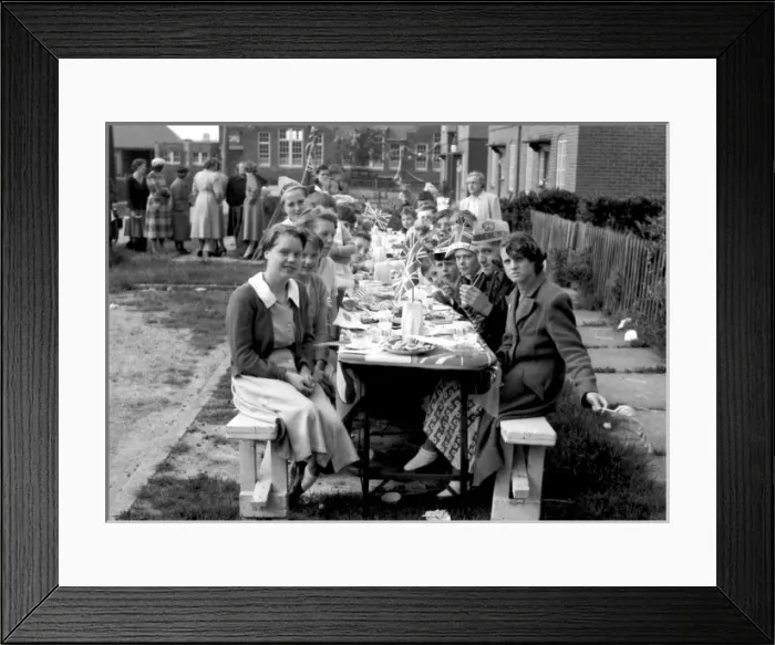 Framed Print : Coronation street party, Walton-on-the-Naze, Essex Framed Print : Coronation street party, Walton-on-the-Naze, Essex