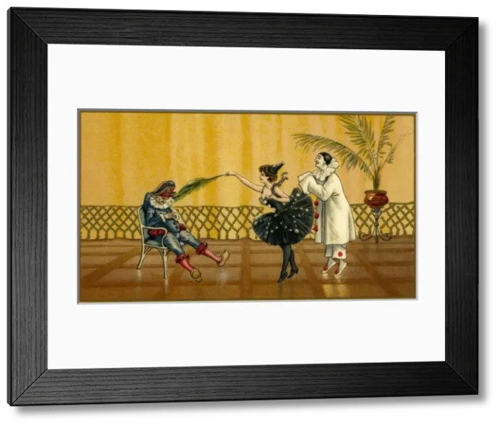 Framed Print : Pierrot, pierrette and jester Framed Print : Pierrot, pierrette and jester