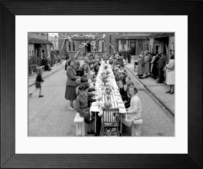 Framed Print : Coronation street party, Walton-on-the-Naze, Essex Framed Print : Coronation street party, Walton-on-the-Naze, Essex