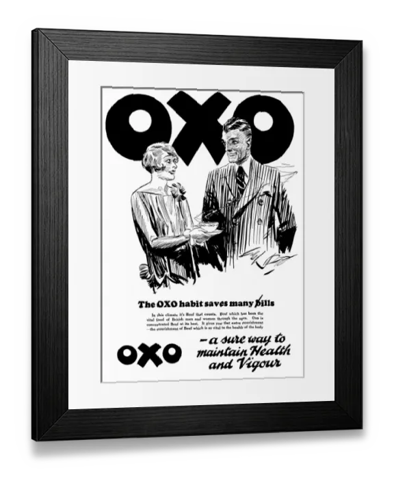 Framed Print : A wife giveing her husband a cup of Oxo Framed Print : A wife giveing her husband a cup of Oxo