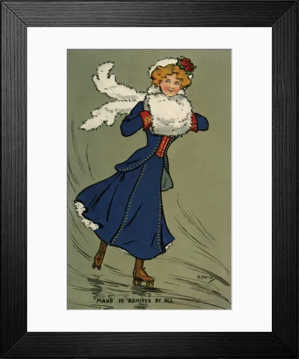 Framed Print : Edwardian lady skating Framed Print : Edwardian lady skating