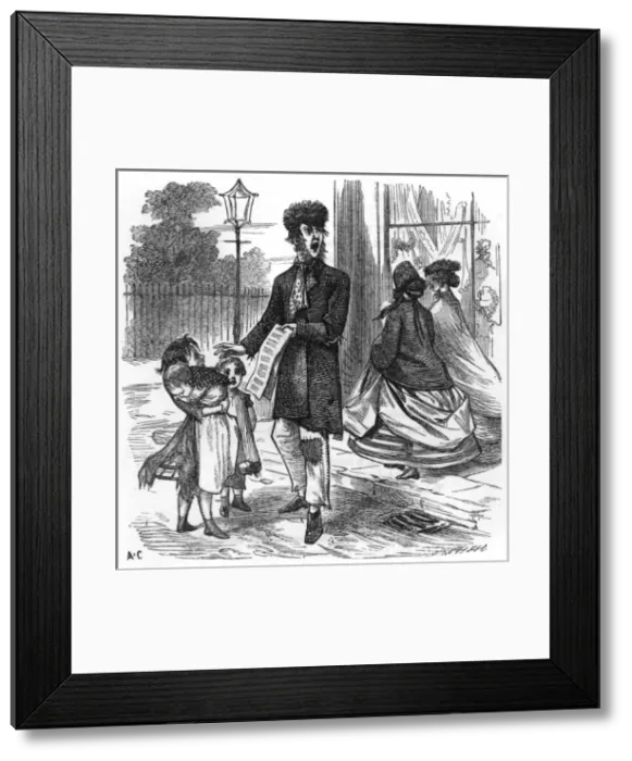Framed Print : Street music: a ballad singer, 1865 Framed Print : Street music: a ballad singer, 1865