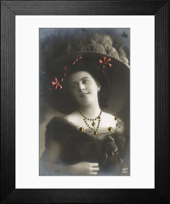 Framed Print : Beauty wearing a large hat from Samara, Russia Framed Print : Beauty wearing a large hat from Samara, Russia