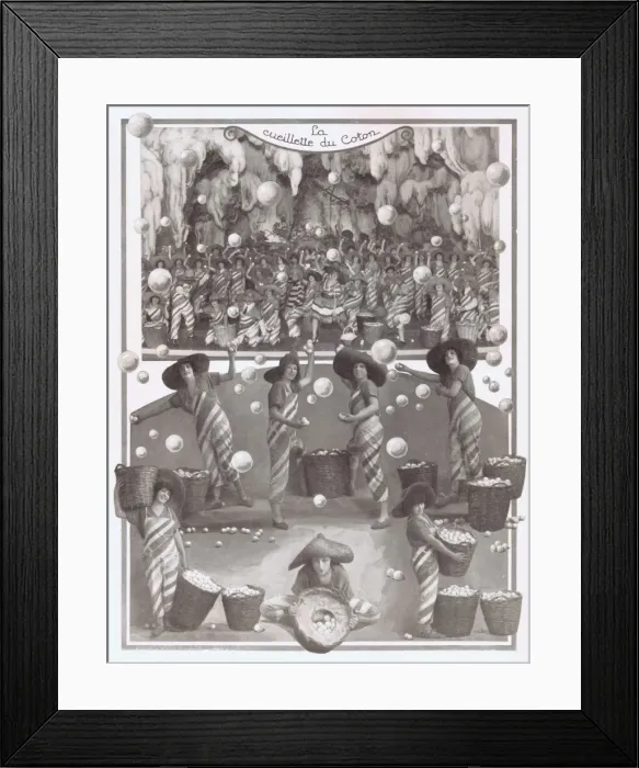 Framed Print : The scene La Cueillette du Coton from the revue Bonjour Pari Framed Print : The scene La Cueillette du Coton from the revue Bonjour Pari