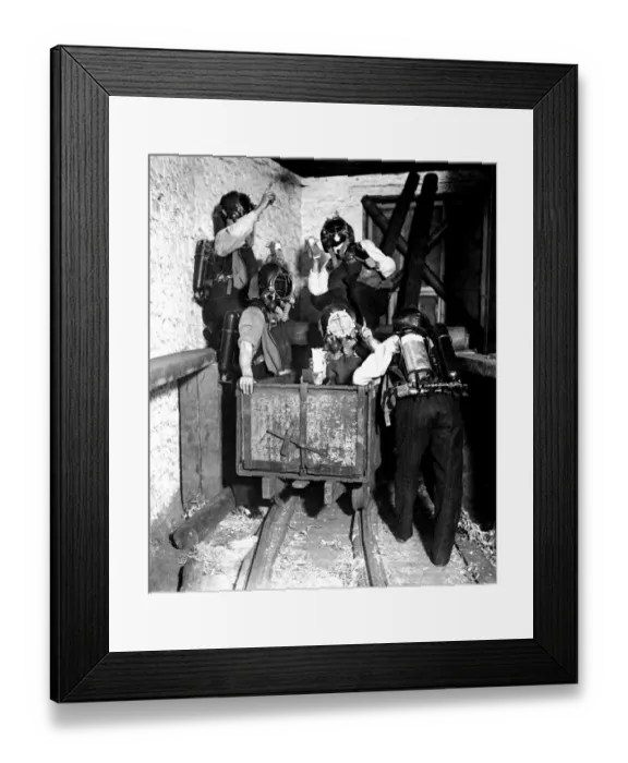 Framed Print : Mine rescue team wearing breathing apparatus Framed Print : Mine rescue team wearing breathing apparatus