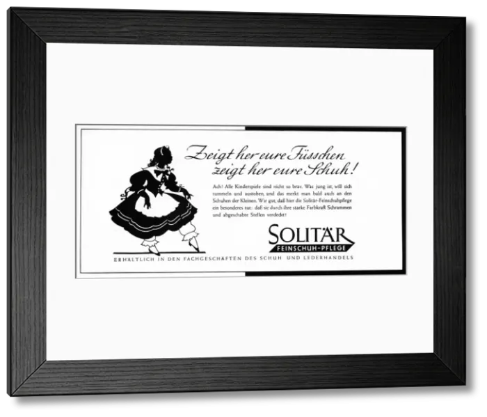 Framed Print : Advertisement for Solitar Fine Shoe Care Framed Print : Advertisement for Solitar Fine Shoe Care