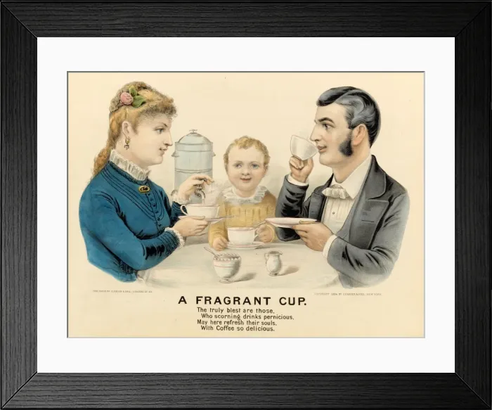 Framed Print : Family drinking coffee at breakfast Framed Print : Family drinking coffee at breakfast