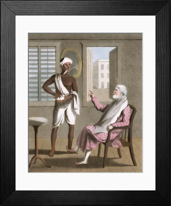 Framed Print : Gentleman attended by his Hajaum or Native Barber Framed Print : Gentleman attended by his Hajaum or Native Barber