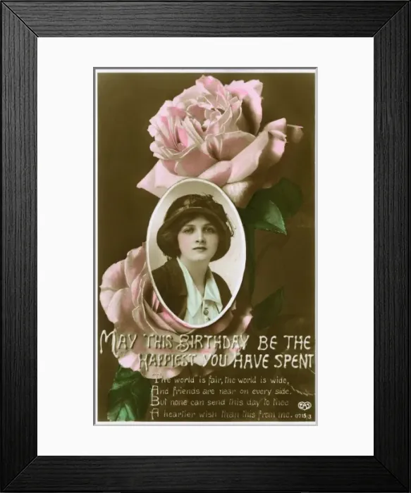 Framed Print : Birthday greetings postcard Framed Print : Birthday greetings postcard