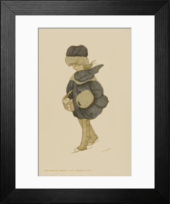 Framed Print : Winter scene. Girl with muff Framed Print : Winter scene. Girl with muff