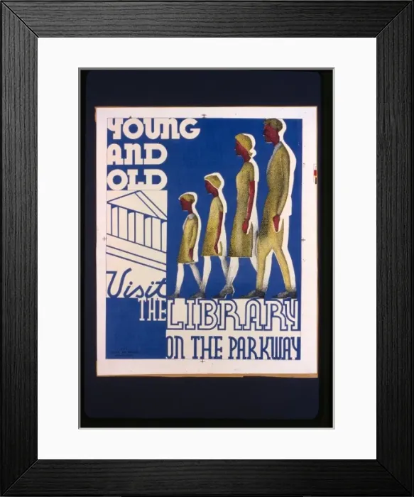 Framed Print : Young and old visit the library on the parkway Framed Print : Young and old visit the library on the parkway