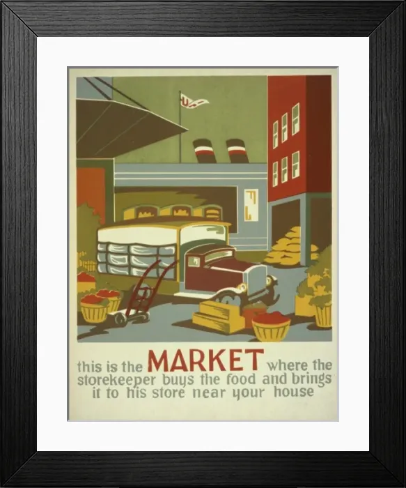 Framed Print : This is the market where the storekeeper buys the food and b Framed Print : This is the market where the storekeeper buys the food and b