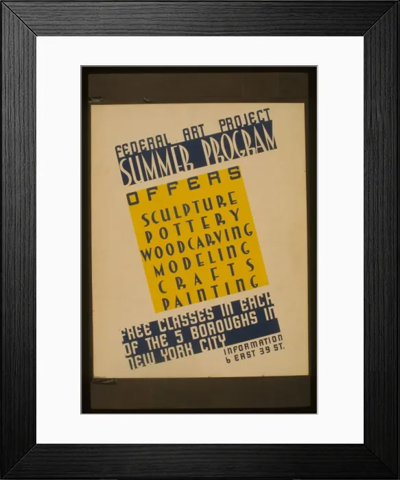 Framed Print : Federal Art Project summer program Offers sculpture, pottery Framed Print : Federal Art Project summer program Offers sculpture, pottery