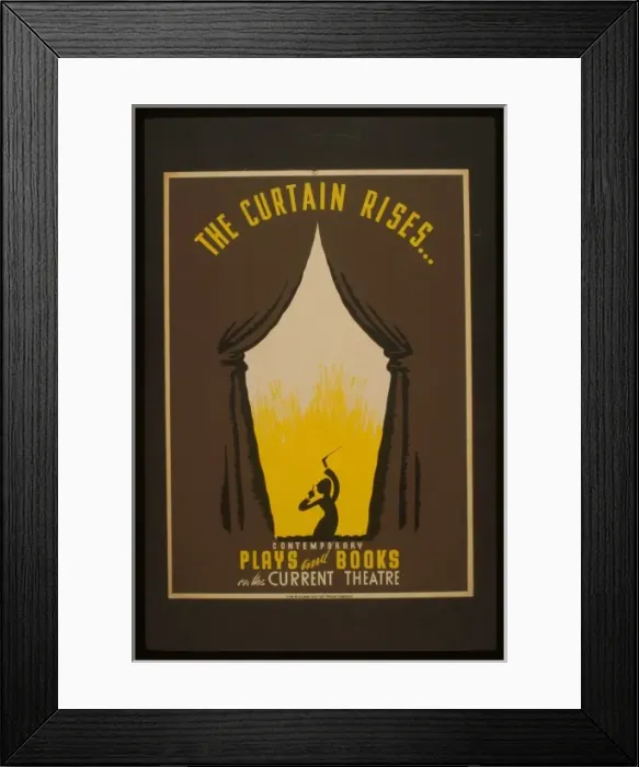 Framed Print : The curtain rises... Contemporary plays and books on the Cu Framed Print : The curtain rises... Contemporary plays and books on the Cu