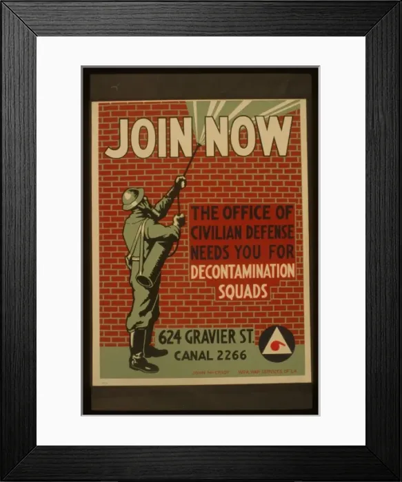 Framed Print : Join now The office of civilian defense needs you for decont Framed Print : Join now The office of civilian defense needs you for decont