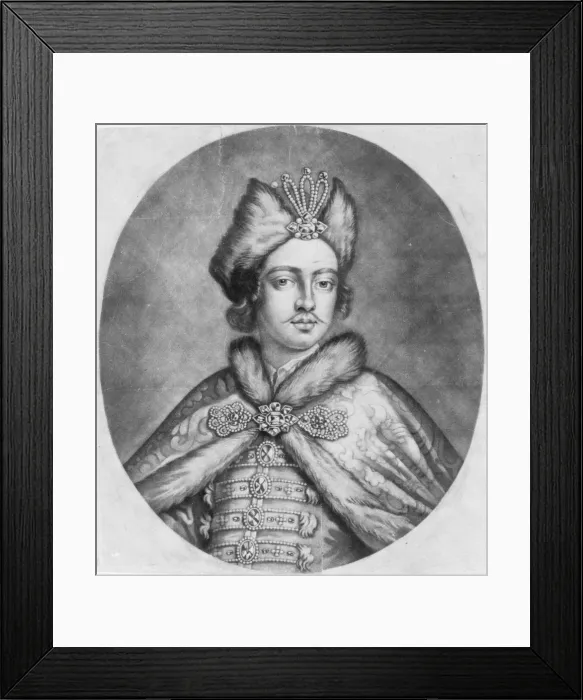 Framed Print : Peter the Great, head-and-shoulders portrait, facing slightl Framed Print : Peter the Great, head-and-shoulders portrait, facing slightl