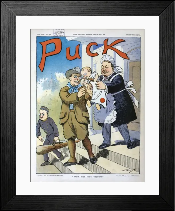 Framed Print : Baby, kiss papa good-by Framed Print : Baby, kiss papa good-by