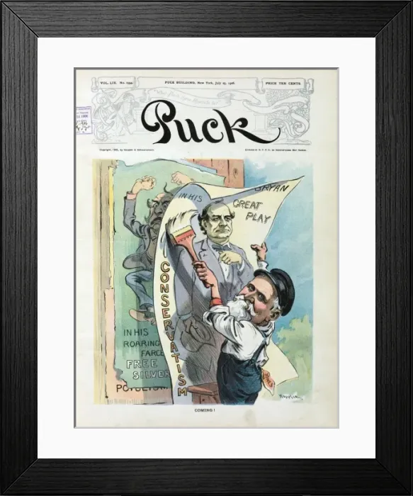 Framed Print : Coming!. Illustration shows James K. Jones posting a campaign poster labeled Framed Print : Coming!. Illustration shows James K. Jones posting a campaign poster labeled