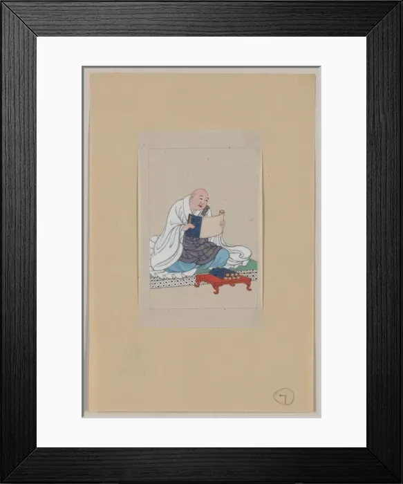 Framed Print : Religious figure, probably a monk, seated, facing slightly r Framed Print : Religious figure, probably a monk, seated, facing slightly r