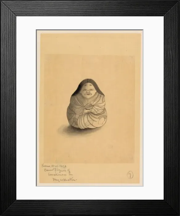 Framed Print : Carving of a woman, seated, facing front Framed Print : Carving of a woman, seated, facing front