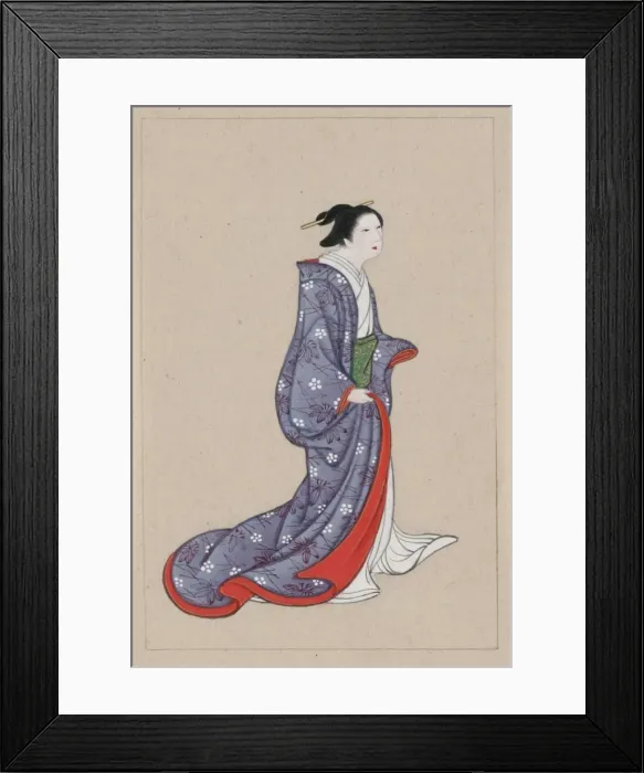 Framed Print : Japanese woman, full-length, standing, facing right, wearing Framed Print : Japanese woman, full-length, standing, facing right, wearing