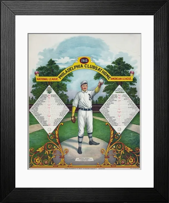 Framed Print : Philadelphia clubs at home Base-ball schedule - the National Framed Print : Philadelphia clubs at home Base-ball schedule - the National