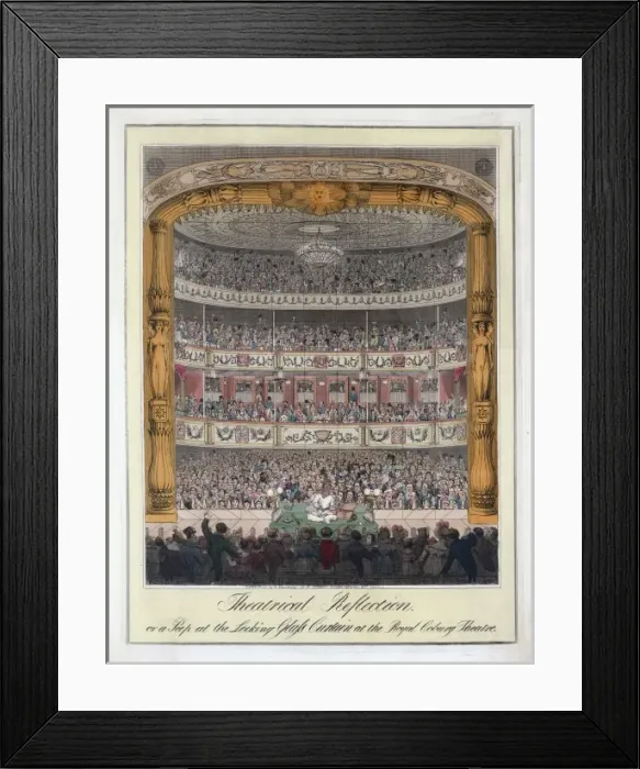 Framed Print : Theatrical reflection, or a peep at the looking glass curtai Framed Print : Theatrical reflection, or a peep at the looking glass curtai