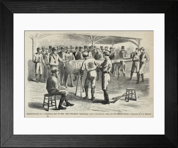 Framed Print : Presentation of a champion bat to the Red Stocking base-ball Framed Print : Presentation of a champion bat to the Red Stocking base-ball