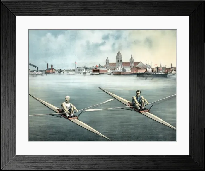 Framed Print : Courtney & Hanlan, champion scullers of America - view of To Framed Print : Courtney & Hanlan, champion scullers of America - view of To
