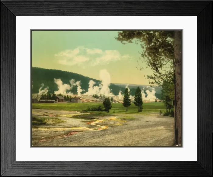 Framed Print : Military Post and giantess group, Yellowstone Park Framed Print : Military Post and giantess group, Yellowstone Park
