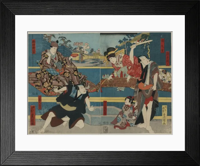 Framed Print : Actors in the roles of Ibaragi-ya Denzo, Ibaragi-ya Kokonoe Framed Print : Actors in the roles of Ibaragi-ya Denzo, Ibaragi-ya Kokonoe