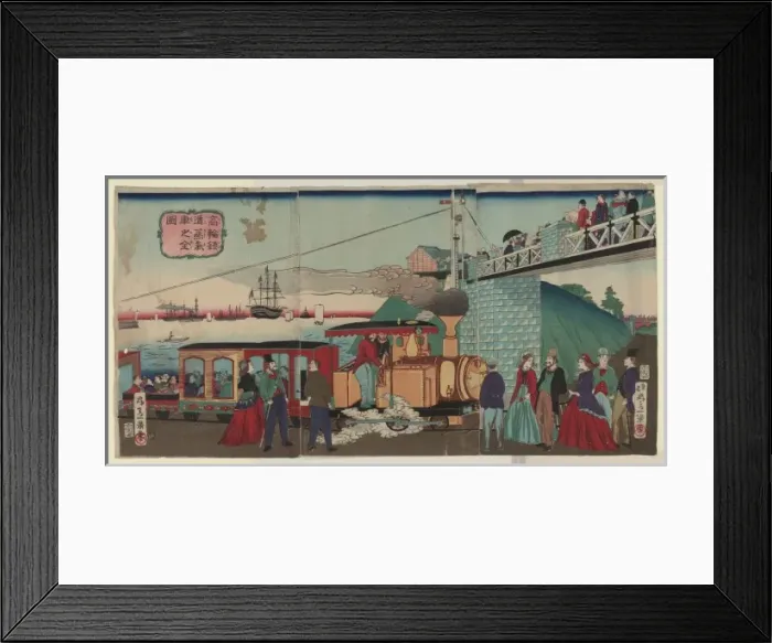 Framed Print : Steam engine of the iron railroad at Takanawa Framed Print : Steam engine of the iron railroad at Takanawa