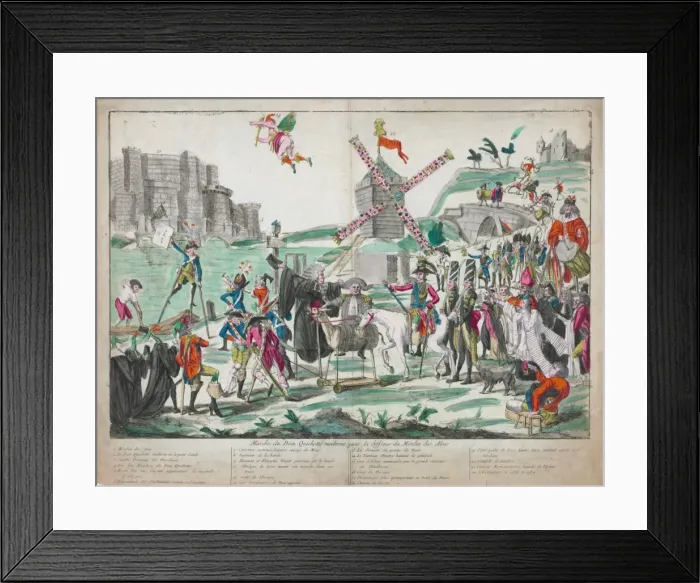 Framed Print : Marche du Dom Quichotte moderne pour la deffence du Moulin d Framed Print : Marche du Dom Quichotte moderne pour la deffence du Moulin d