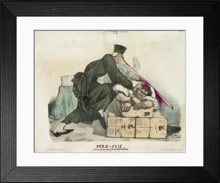 Framed Print : Pere-scie. Print shows Jean-Charles Persil wearing ministers robes Framed Print : Pere-scie. Print shows Jean-Charles Persil wearing ministers robes