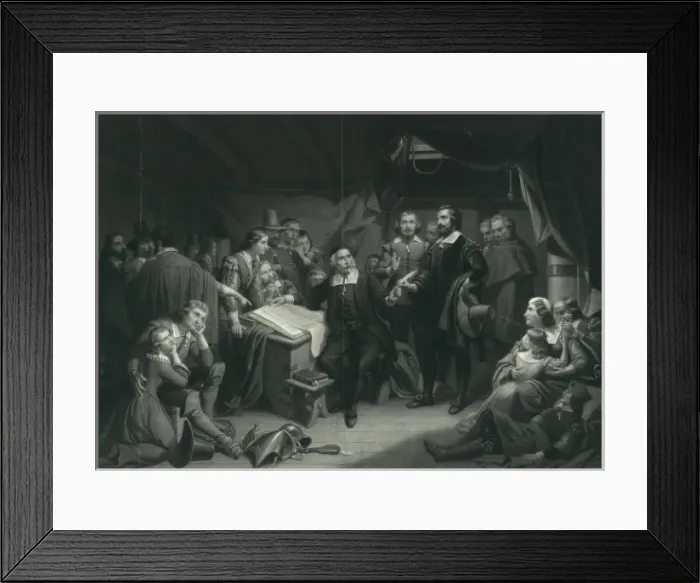 Framed Print : The pilgrims signing the compact, on board the May Flower, N Framed Print : The pilgrims signing the compact, on board the May Flower, N