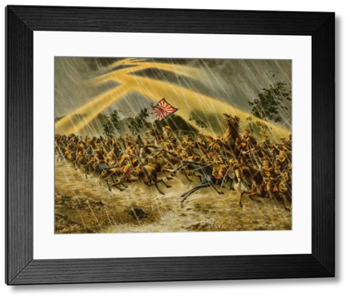 Framed Print : The Japanese cavalry advanced furiously in storm