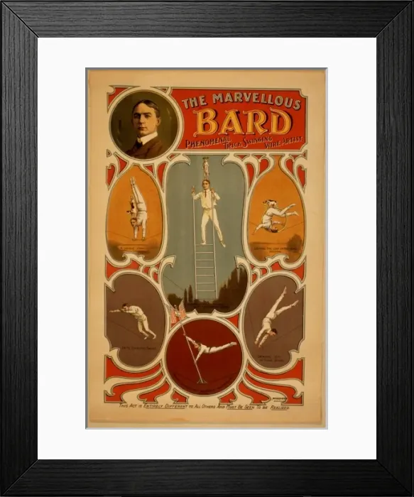 Framed Print : The marvellous Bard, phenomenal trick swinging wire artist Framed Print : The marvellous Bard, phenomenal trick swinging wire artist