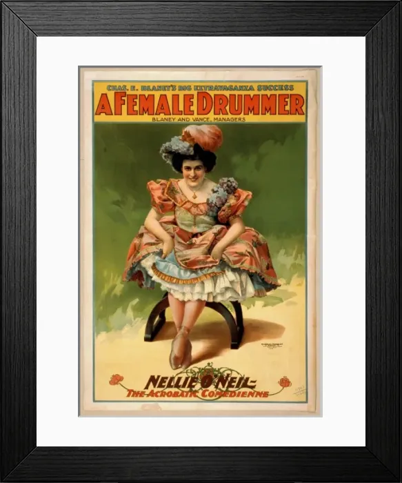 Framed Print : Chas. E. Blaneys big extravaganza success, A female drummer Framed Print : Chas. E. Blaneys big extravaganza success, A female drummer