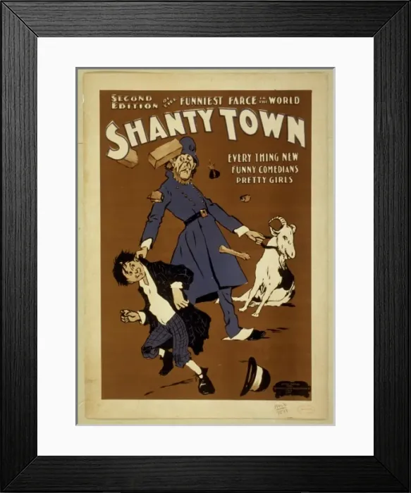 Framed Print : Second edition of the funniest farce in the world, Shantytow Framed Print : Second edition of the funniest farce in the world, Shantytow